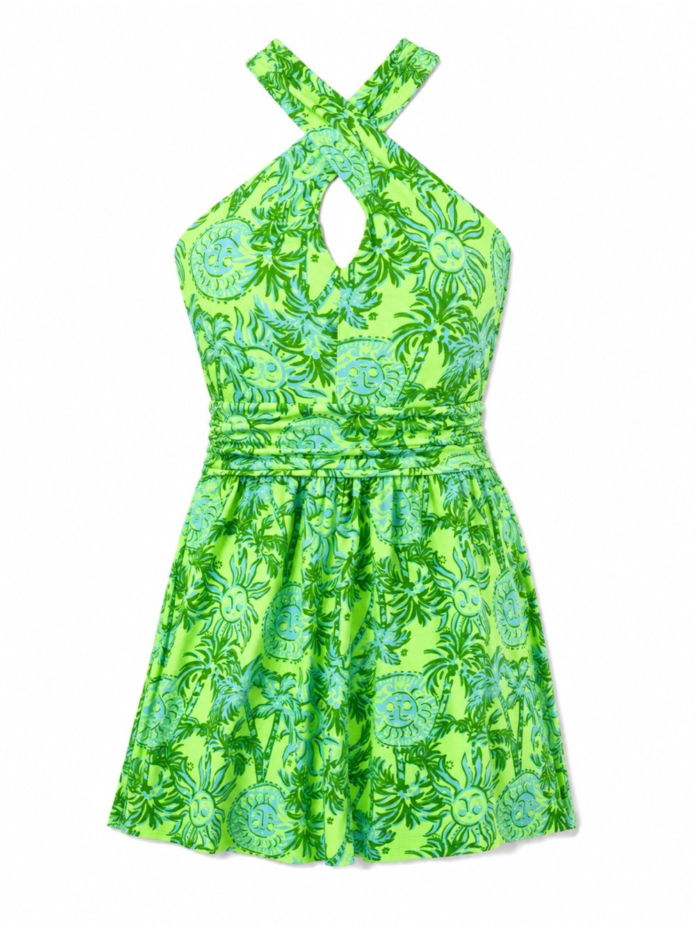Lilly Pulitzer Halter Keyhole Skort Dress Romper S Sun Palm Resortcore Tropical